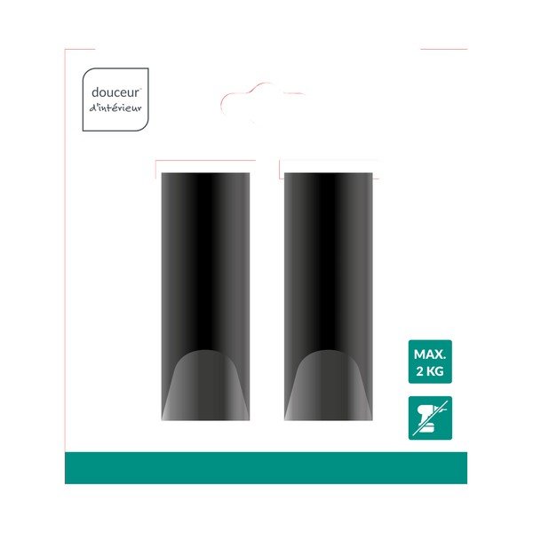 Mat crne metalne viseće kuke u setu 2 kom Fixeo – douceur d'intérieur-image-1