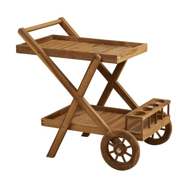 Kolica za posluživanje na kotačima od masivnog drveta 50x86 cm Pasaku – House Nordic-image-2