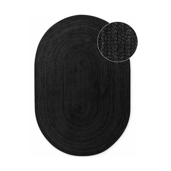 Crni obostrani/ručno rađen juten tepih 160x230 cm Braided – Hanse Home