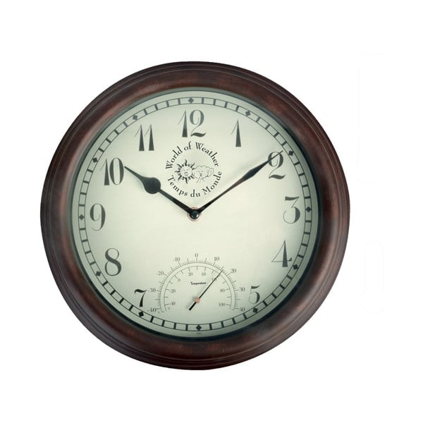 Vanjski zidni sat sa termometrom Esschert Design Time