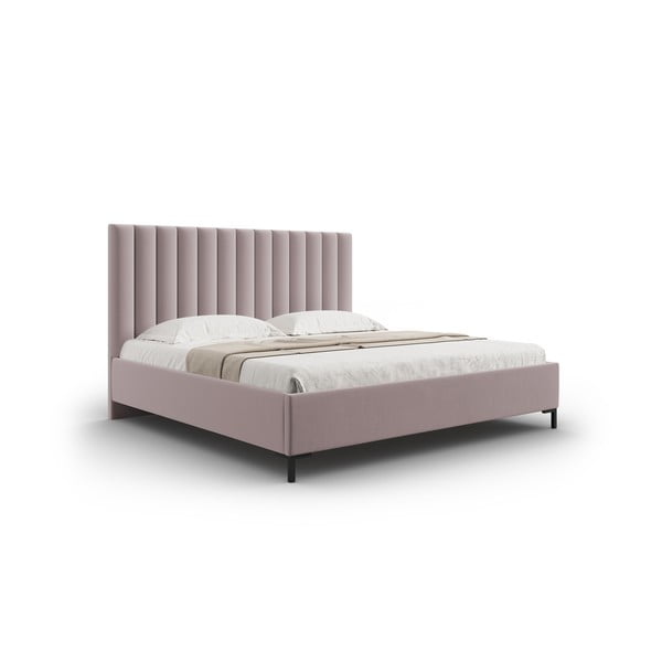 Svijetlo ružičasti tapecirani bračni krevet s prostorom za pohranu s podnicom 160x200 cm Casey – Mazzini Beds