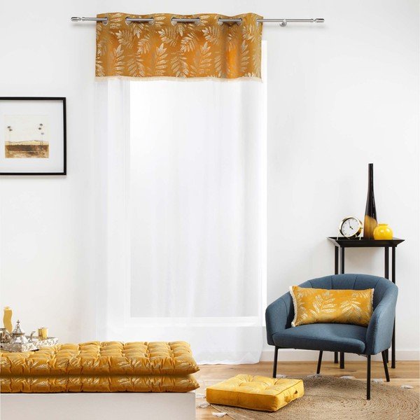 Žuta /bijela prozirna zavjesa 140x280 cm Adelor – douceur d'intérieur-image-1