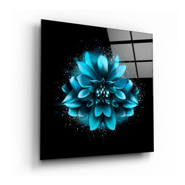 Staklena slika insigne plavog cvijeta, 40 x 40 cm