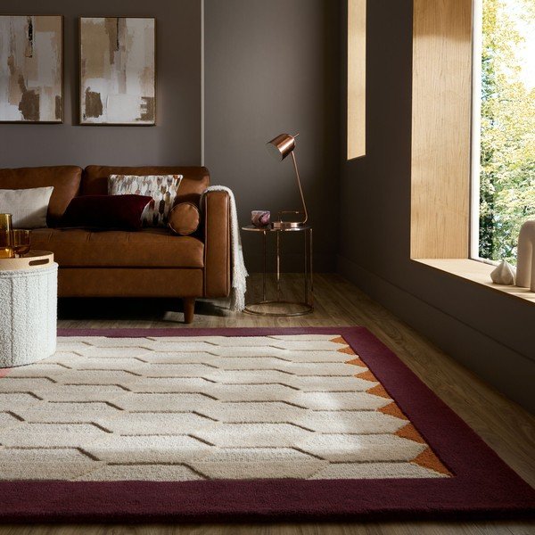 Bordo/u prirodnoj boji ručno rađen vunen tepih 120x170 cm Apex Border Wool – Flair Rugs-image-2