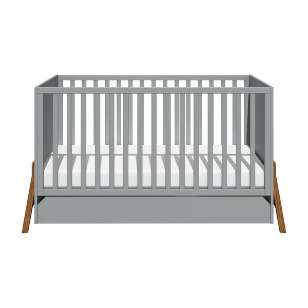 Sivi dječji krevetić s ladicom BELLAMY Lotta, 70 x 140 cm-image-3