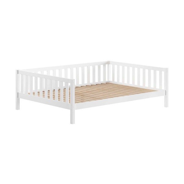 Bijeli dječji krevet od masivnog bora s dodatnim ležajem s prostorom za odlaganje s podnicom 140x200 cm Dallas – Vipack-image-3