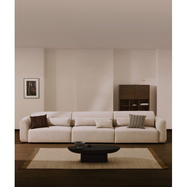 Bež podesiva sofa od šenila s ležaljkom 410 cm Lares – Kave Home-image-1