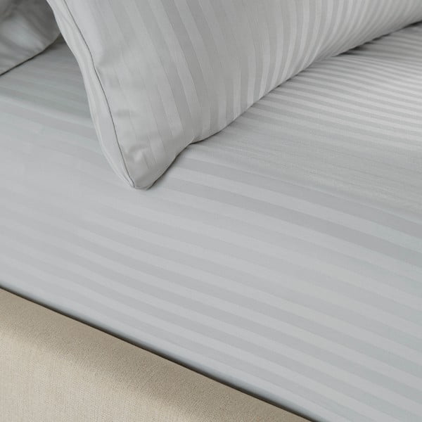 Siva plahta s gumom od damasta 150x200 cm Satin Stripe – Catherine Lansfield