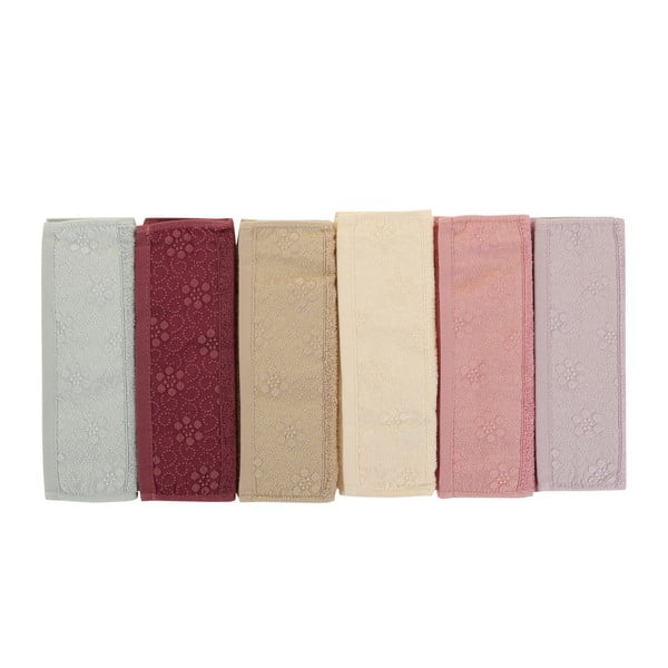 Set od 6 ručnika u boji od čistog Oxana pamuka, 30 x 50 cm