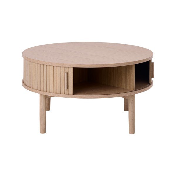 Okrugao stolić za kavu u dekoru hrasta u svijetloj prirodnoj boji ø 85 cm Meta – Unique Furniture-image-2