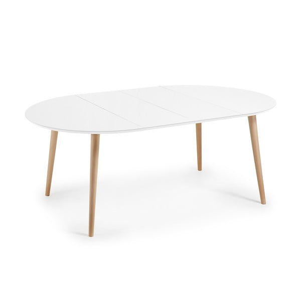 Bijeli proširiv blagovaonski stol s bijelom pločom stola ø 120 cm Oqui – Kave Home-image-4