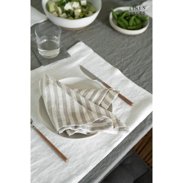 Lanena kuhinjska krpa 45x65 cm Natural White Stripes – Linen Tales-image-1