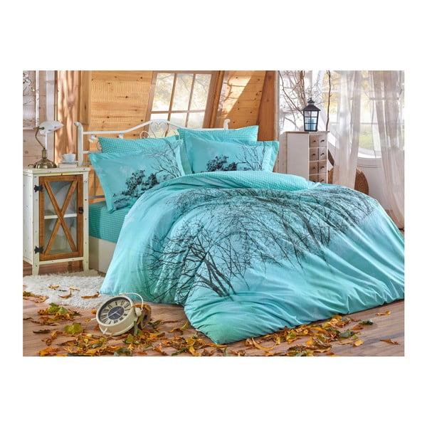 Posteljina od pamučnog poplina s posteljinom za bračni krevet Elvira, 200 x 220 cm