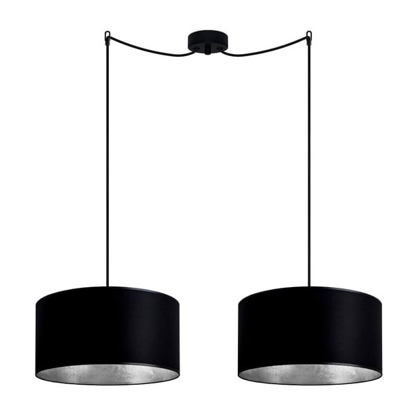 Crna dvokraka viseća lampa s unutrašnjosti srebrene boje Sotto Luce Mika, ⌀ 36 cm