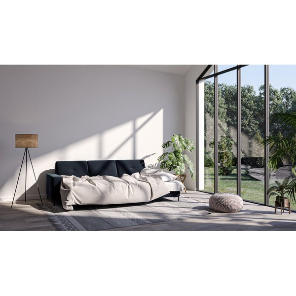 Tamnoplava baršunasta kutna garnitura Ghado Moor, desni kut-image-1