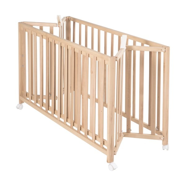 Dječji krevet na kotačićima/sklopivi 60x120 cm u prirodnoj boji Fold up – Roba-image-2