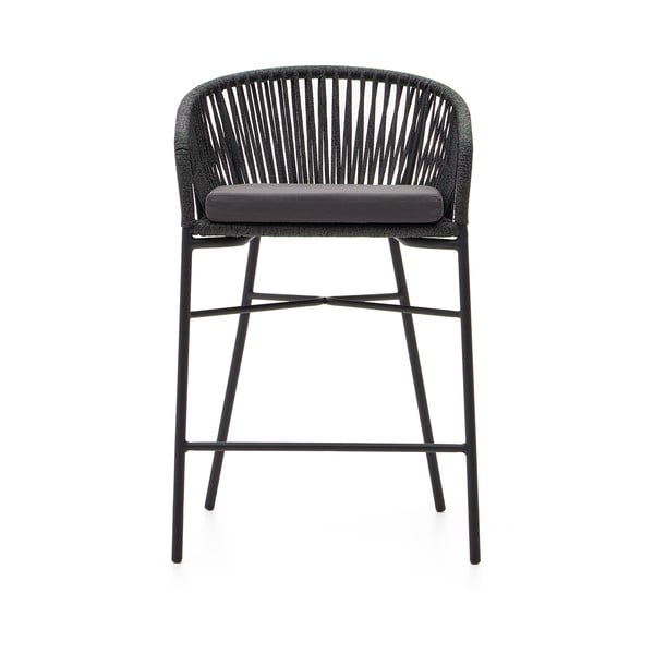 Crna metalna/podstavljena vrtna barska stolica Yanet – Kave Home-image-3