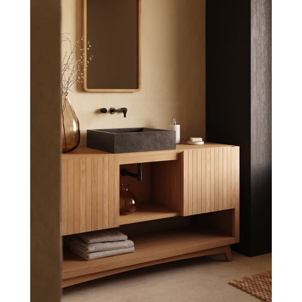 Nizak ormarić za ispod umivaonika od masivne tikovine u prirodnoj boji 140x80 cm Kuveni – Kave Home-image-1