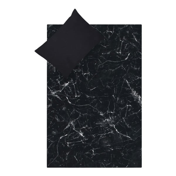 Crna posteljina od pamučnog perkala Westwing Collection, 155 x 200 cm