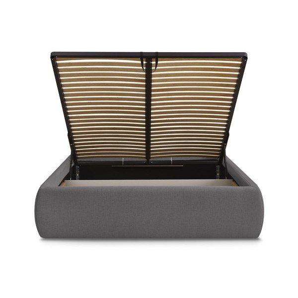 Tamno sivi tapecirani bračni krevet s prostorom za odlaganje/bez uzglavlja s podnicom 180x200 cm Inera – Bobochic Paris-image-4