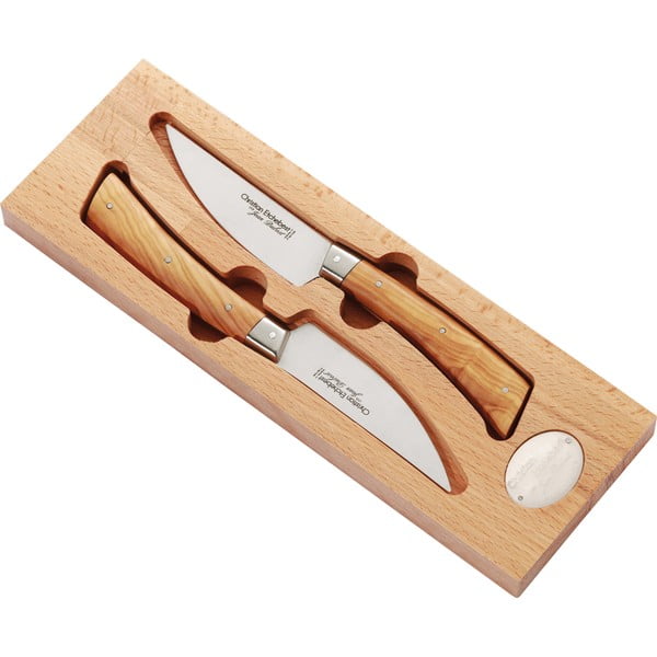 Set od 2 noža od nehrđajućeg čelika u drvenoj kutiji za odlaganje Jean Dubost Ručni rad
