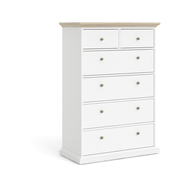 Bijela komoda s detaljima u hrastovom dekoru Tvilum Paris, 96 x 140 cm-image-3