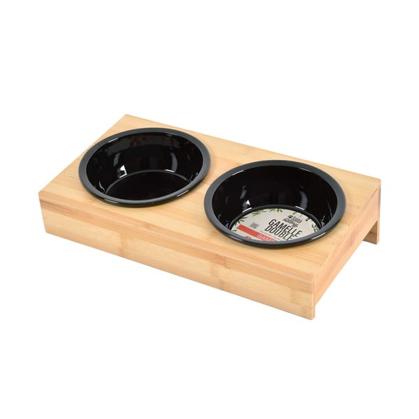 Set posuda s postoljem od bambusa za pse ø 16 cm – Love Story-image-2