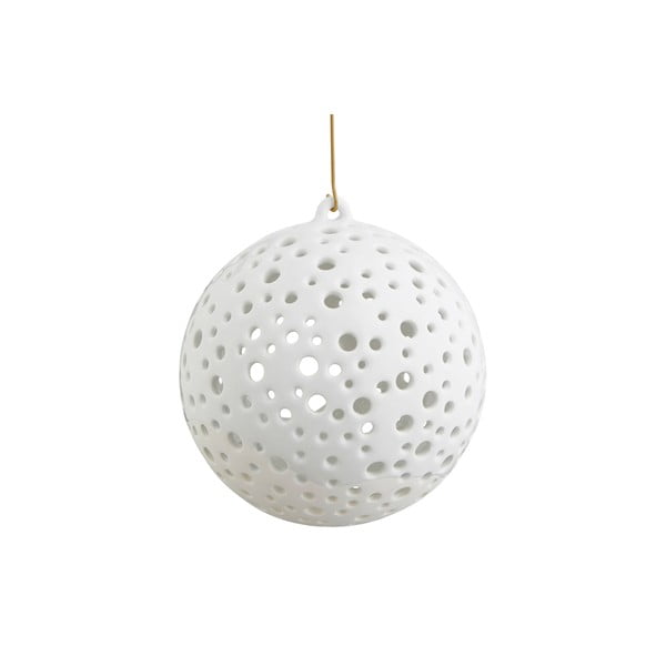 Bijeli božićni viseći svijećnjak od koštanog porculana Kähler Design Nobili, ⌀ 12 cm