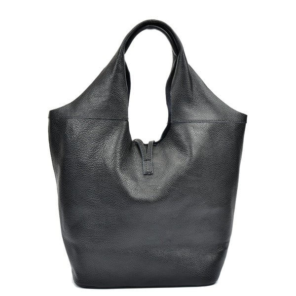 Crna kožna torbica Luisa Vannini Shopping