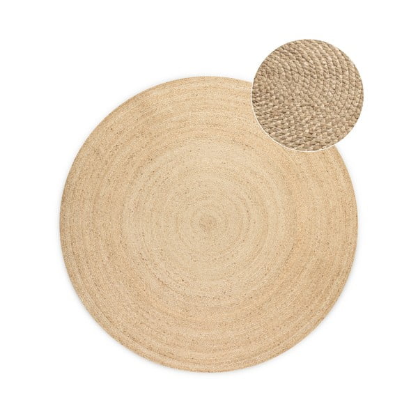 Obostrani okrugli tepih od jute u prirodnoj boji ø 100 cm Braided Ivory – Hanse Home