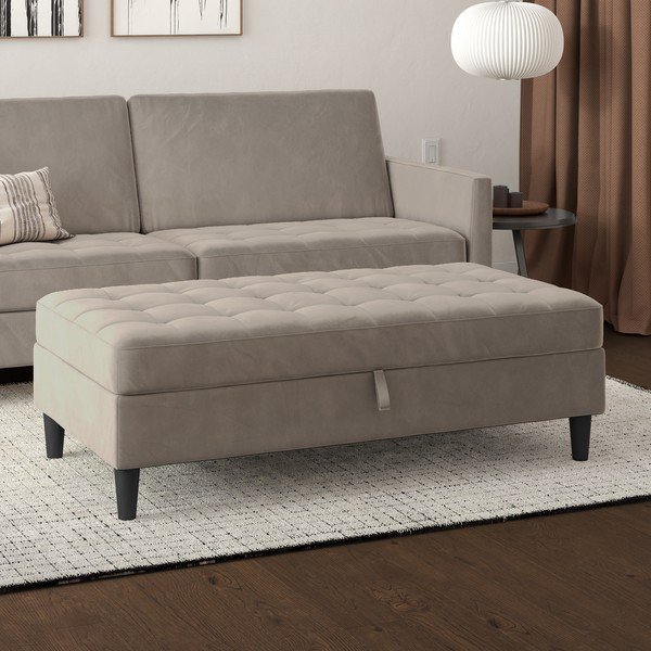 Sivi baršunast tabure Presley – Støraa-image-1