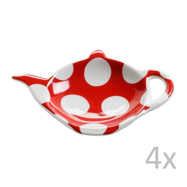 Set od 4 crvene zdjelice za Maxwell &amp; Williams Polka Dot vrećice čaja