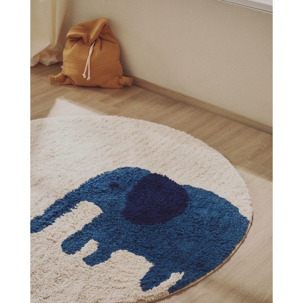 Periv/ručno rađen pamučan dječji tepih boje slonovače ø100 cm Tandani – Kave Home-image-1