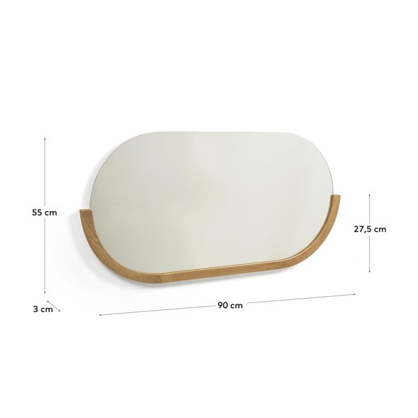 Zidno ogledalo s okvirom od masivnog drveta 96x55 cm Rokia – Kave Home-image-4