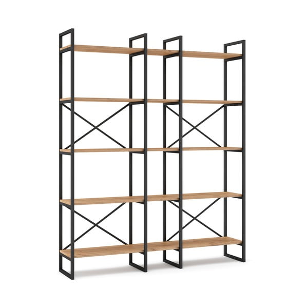 Crna/natur polica u dekoru hrasta 144x175 cm Dusan - Marckeric-image-3