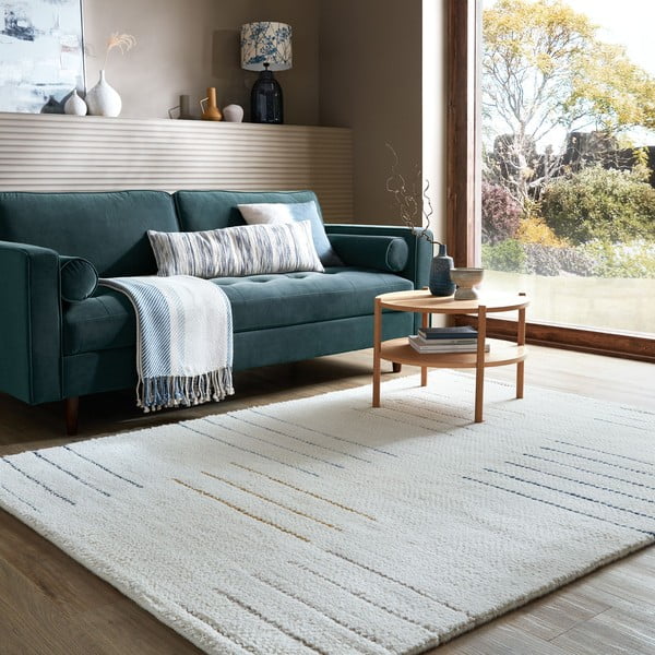 Krem ručno rađen vunen tepih 200x290 cm Dottie Geometric – Flair Rugs-image-1