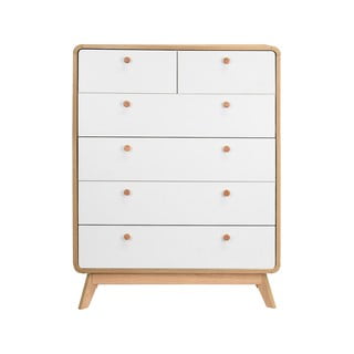 Bijela/u prirodnoj boji visoka komoda u dekoru hrasta 81x104 cm Caitlin – Støraa
