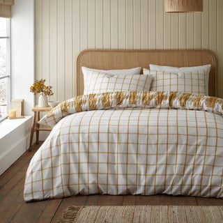 Žuta  flanelska posteljina za bračni krevet 200x200 cm Gingham Check – Catherine Lansfield