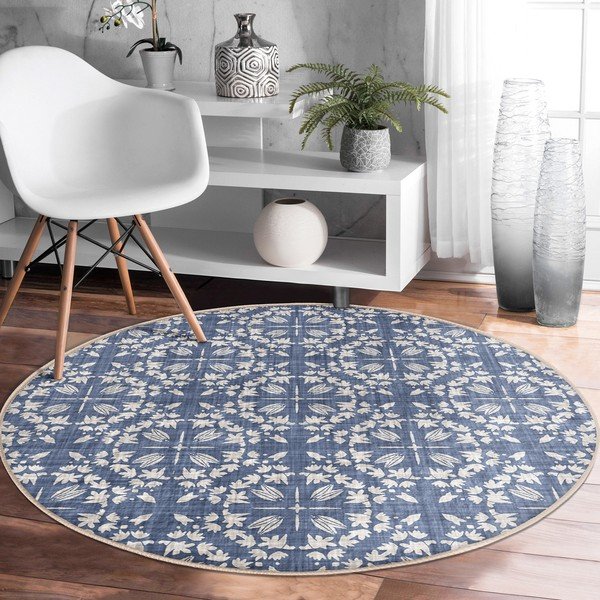 Plavi periv/pogodan za robotski usisavač okrugli tepih ø 100 cm Comfort – Mila Home-image-4