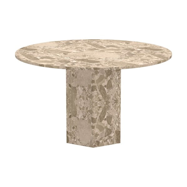 Svjetlo smeđi mramorni okrugli blagovaonski stol ø 130 cm Naxos – Actona-image-3