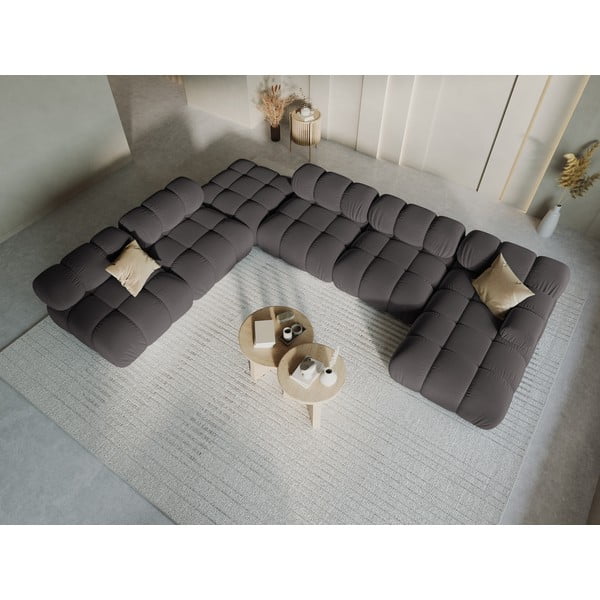 Tamno siva baršunasta sofa 379 cm Bellis – Micadoni Home-image-1