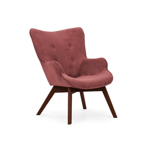 Crvena fotelja s naslonjačem za noge od samta Niko – Ropez-image-4