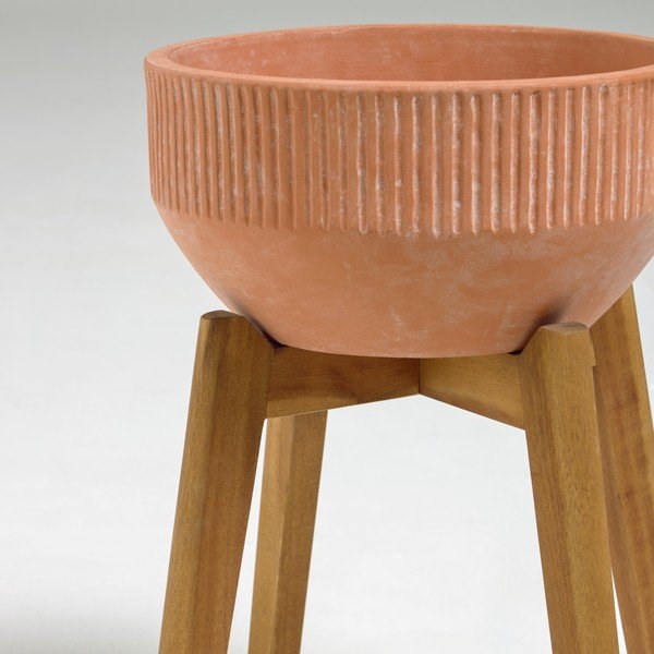 Terakota tegla na drvenom postolju Kave Home Suba, visina 40 cm-image-1