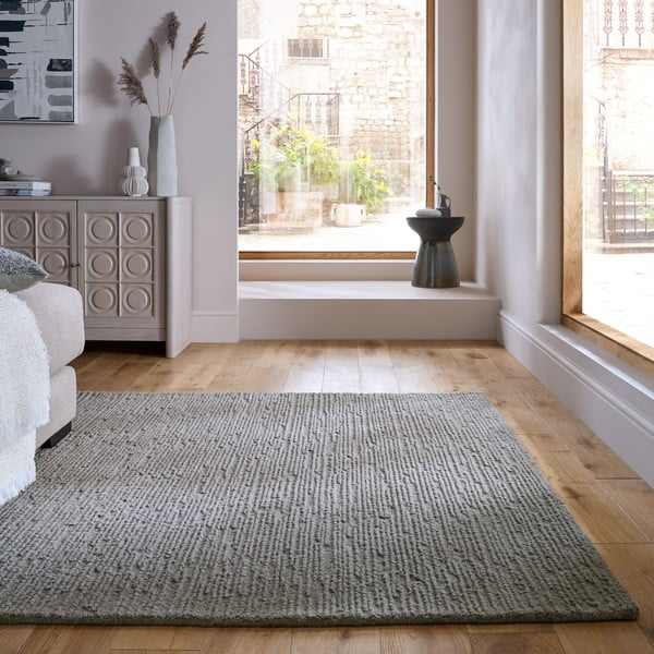 Sivi ručno rađen vunen tepih 120x170 cm Harris Boucle – Flair Rugs-image-1