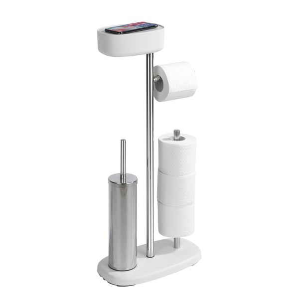 Bijeli/u srebrnoj boji držač za WC papir od nehrđajućeg čelika sa četkom Rivazza – Wenko-image-4
