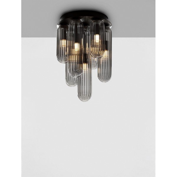 Siva staklena stropna svjetiljka sa staklenim sjenilom Gustave – Nova Luce-image-4