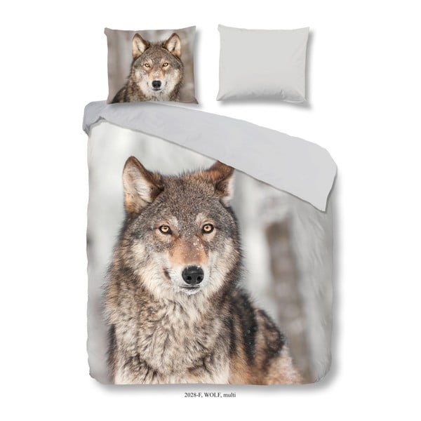 Flanel pamučna posteljina za krevet za jednu osobu Good Morning Wolf, 140 x 200 cm