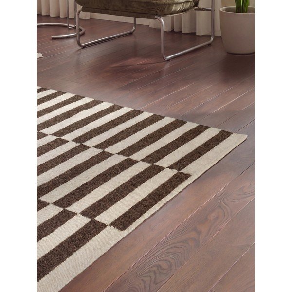 Bijeli/smeđi obostrani/ručno rađen vunen tepih 160x230 cm Vika – Hanse Home-image-3