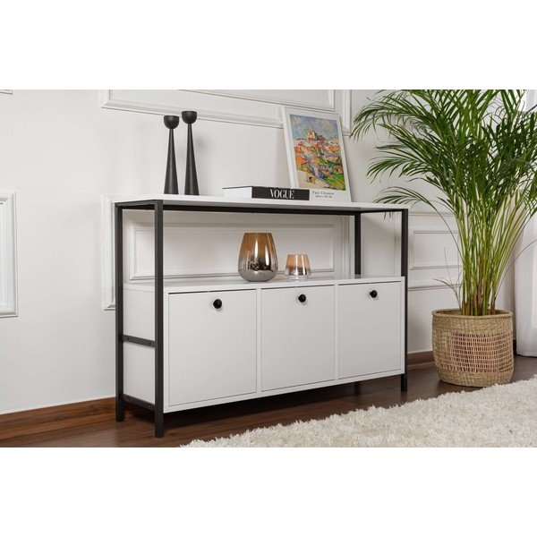 Bijeli pomoćni stol u mat dekoru 29,5x120 cm Solace – Kalune Design-image-1