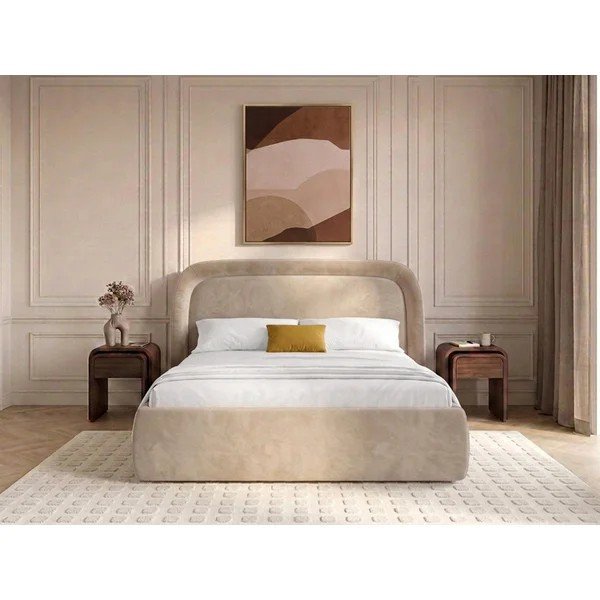 Bež tapecirani bračni krevet s prostorom za odlaganje s podnicom 160x200 cm Sam – Bobochic Paris-image-1